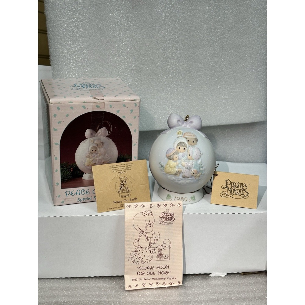 New Christmas Ornament Precious Moments"Peace On Earth"First-Edition 1989NIB NOS - Picture 2 of 5